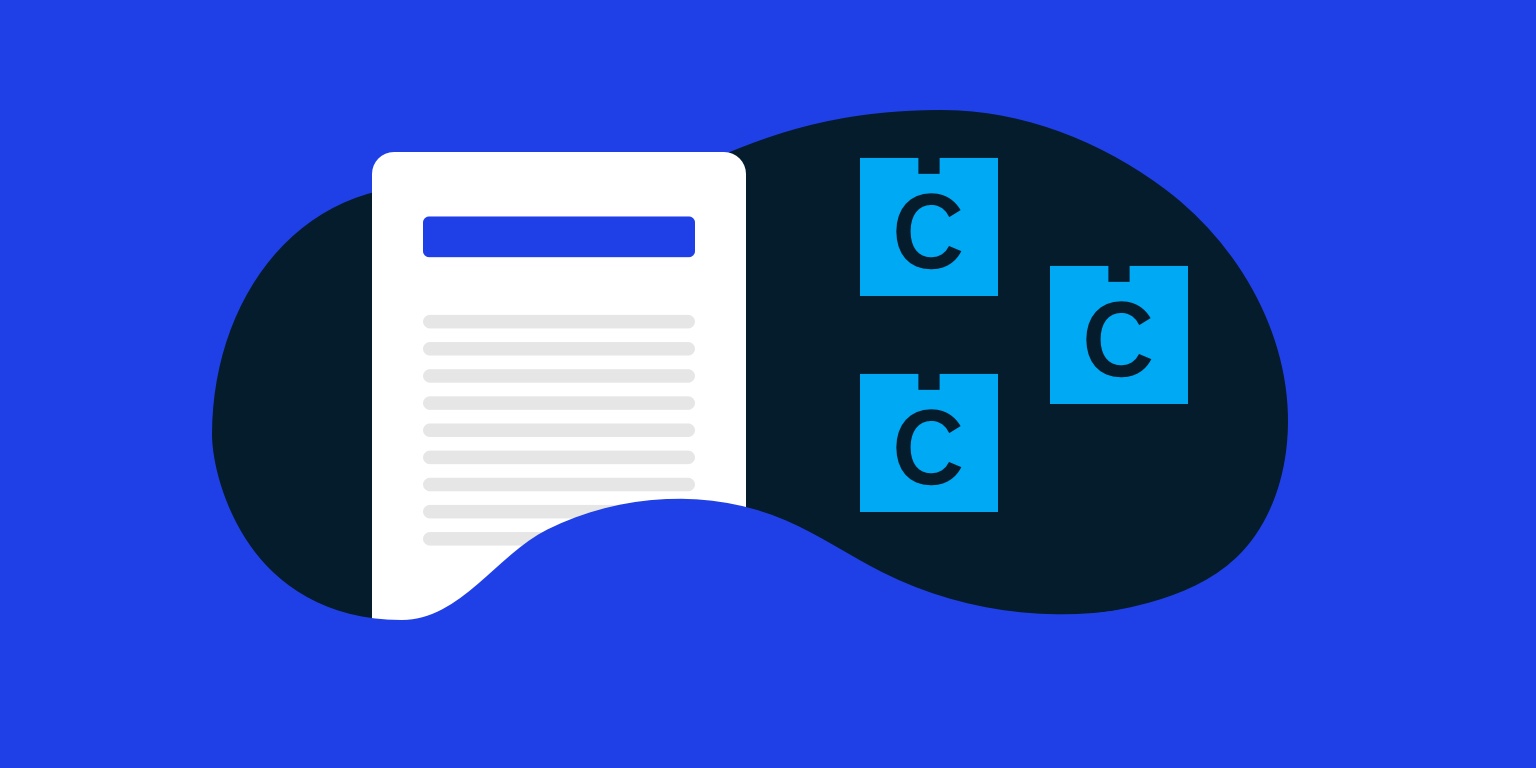 Illustration of a paper and 3 post-its with the letter C on each