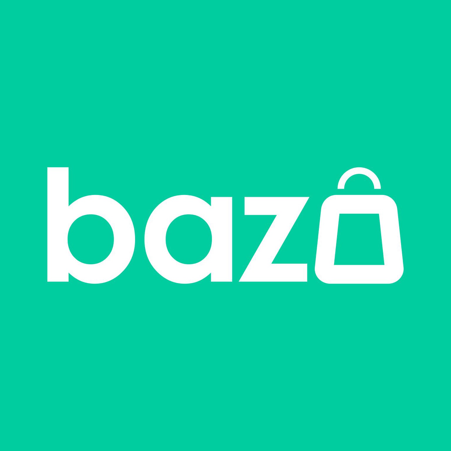 The Bazo logo which is white lettering on a green background