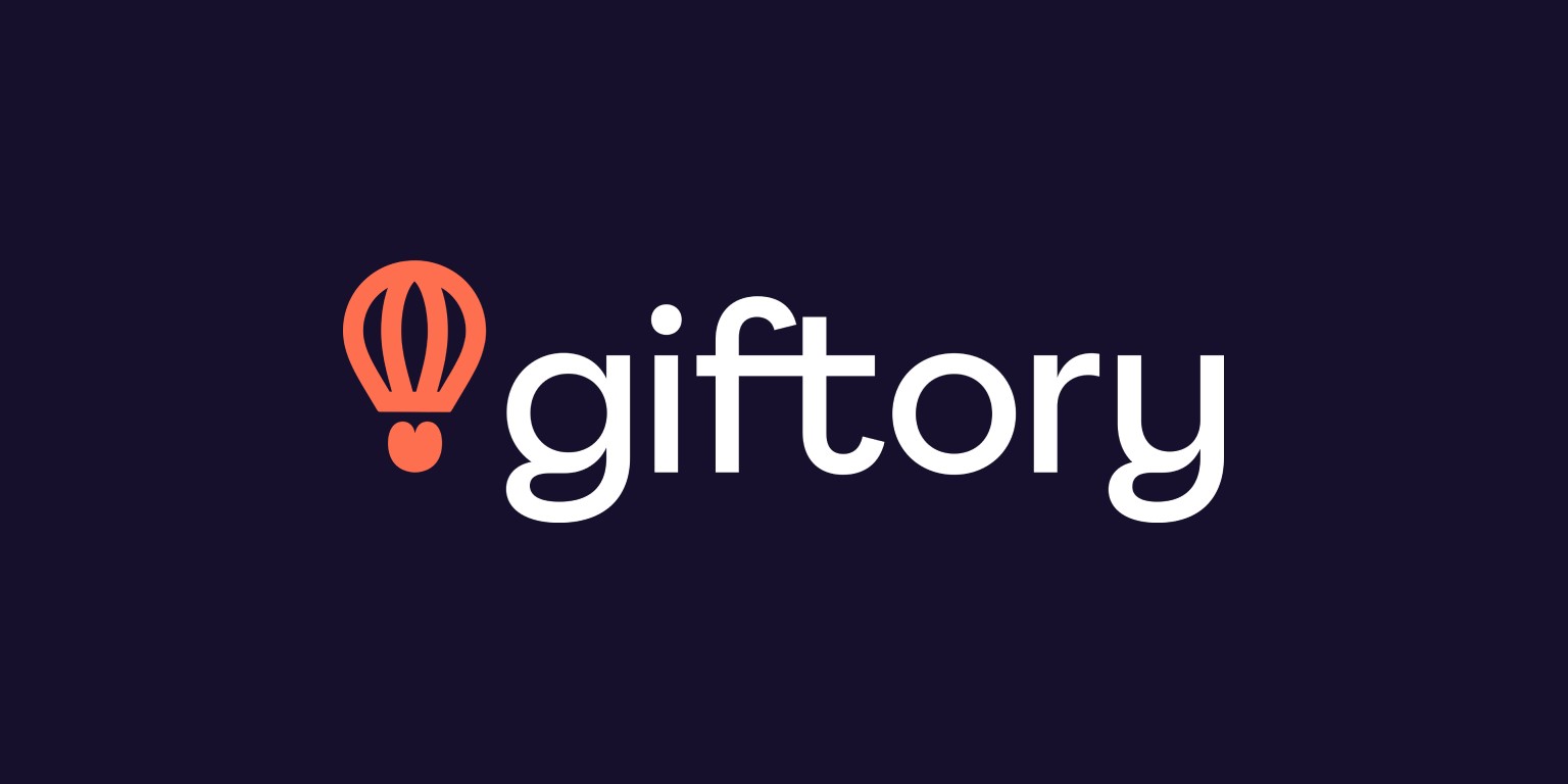 Giftory logo which is a stylized light bulb next to the text of the company name
