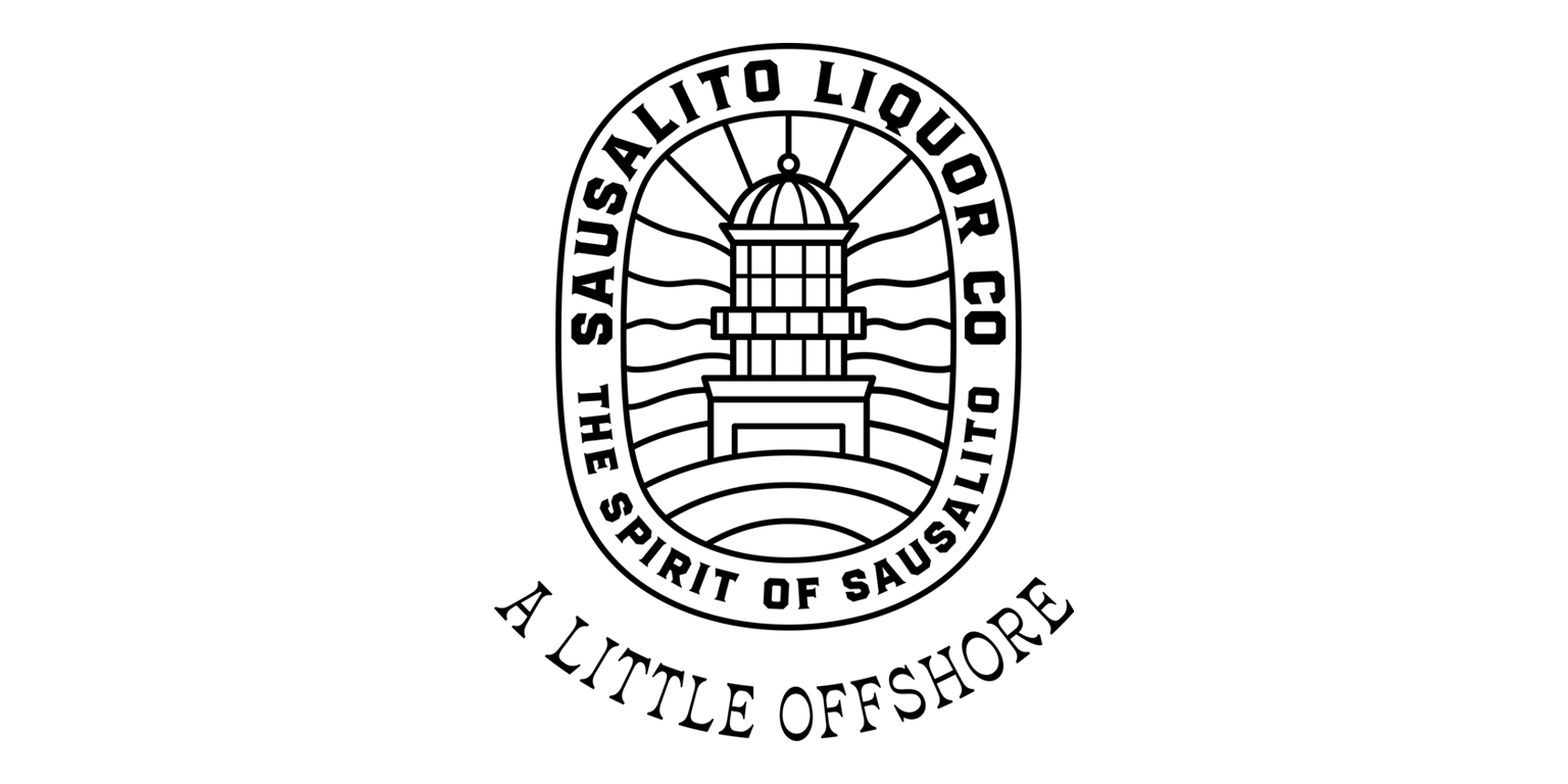 Logo for Sausalito Liquor Company which features a lighthouse in a line drawing