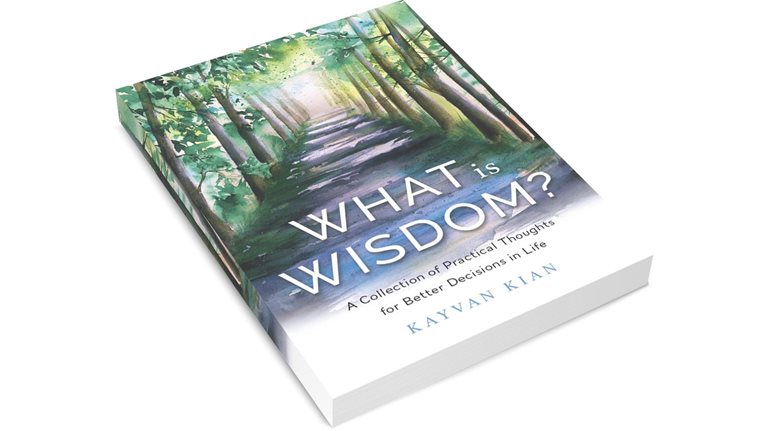 What is Wisdom book, seen from a slanted angle as though it's lying on a table