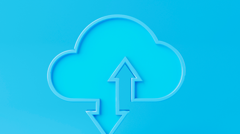Cloud economics with up and down arrows