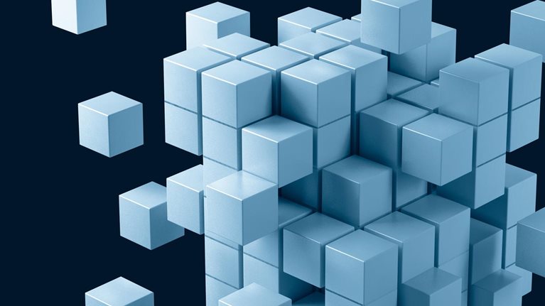 Cuboids from a three-dimensional cube are spread around it