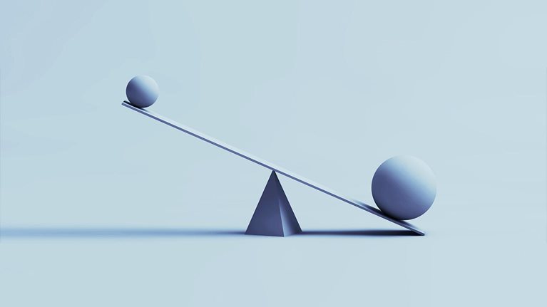 Blue balanced geometric shapes - stock photo