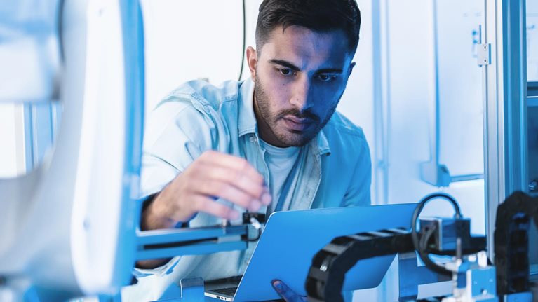Engineer working on a machine
