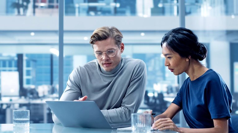 Business people working in a modern office setting