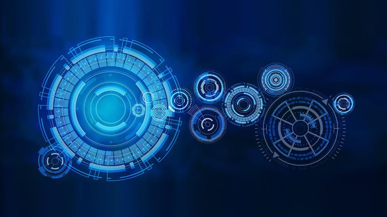 Circular hub element virtual reality of big data, technology concept.