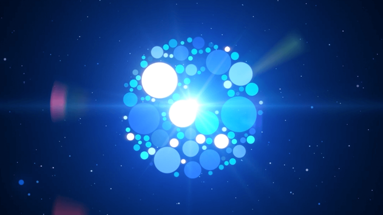 Glowing orbs floating in middle of space - stock illustration