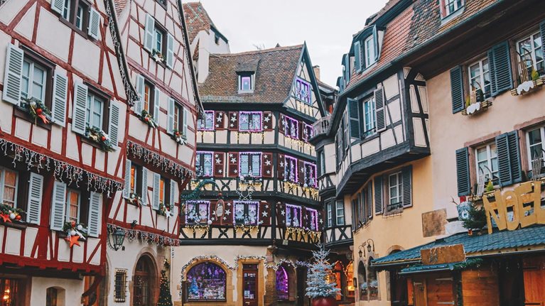 Buildings during Christmas in France