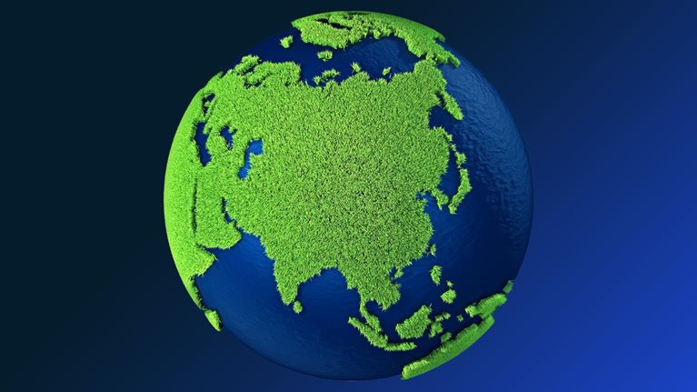 Stylized view of India from space