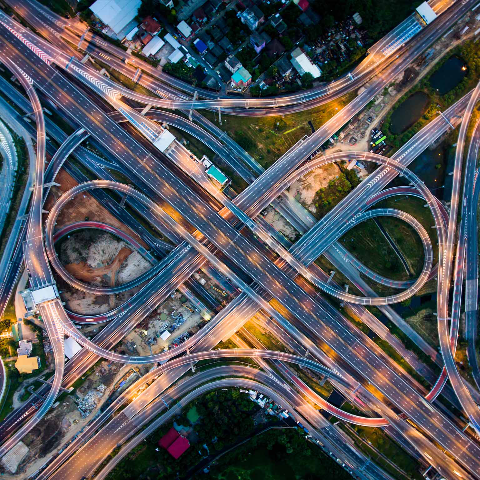 Highway junction from aerial view