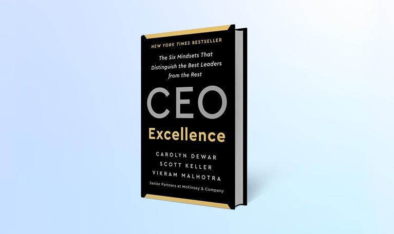 CEO Excellence book cover on a light blue gradient background.
