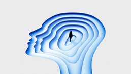 Collage of flower petals and leaves made into the shape of a brain.