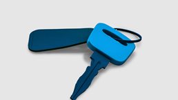 3D key illustration with key tag