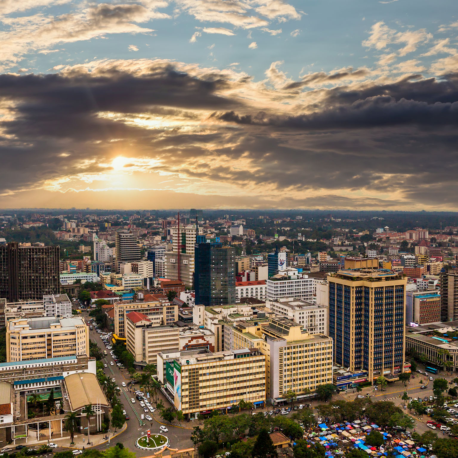 Modern Nairobi cityscape - capital city of Kenya, East Africa - stock photo