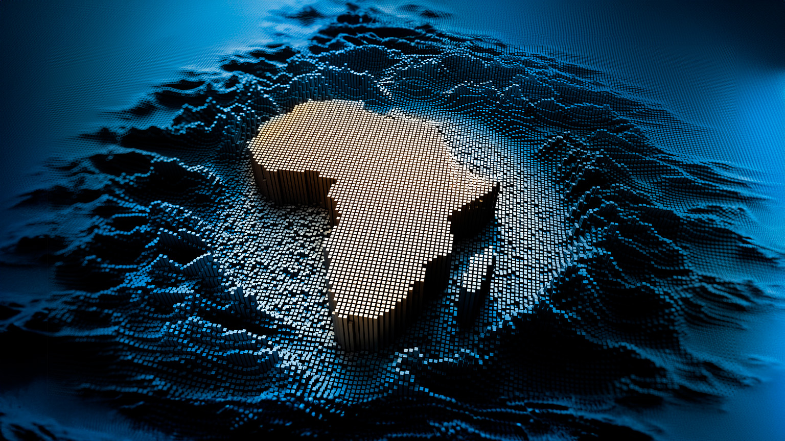 African map in a digital raster micro structure - 3D illustration - stock photo