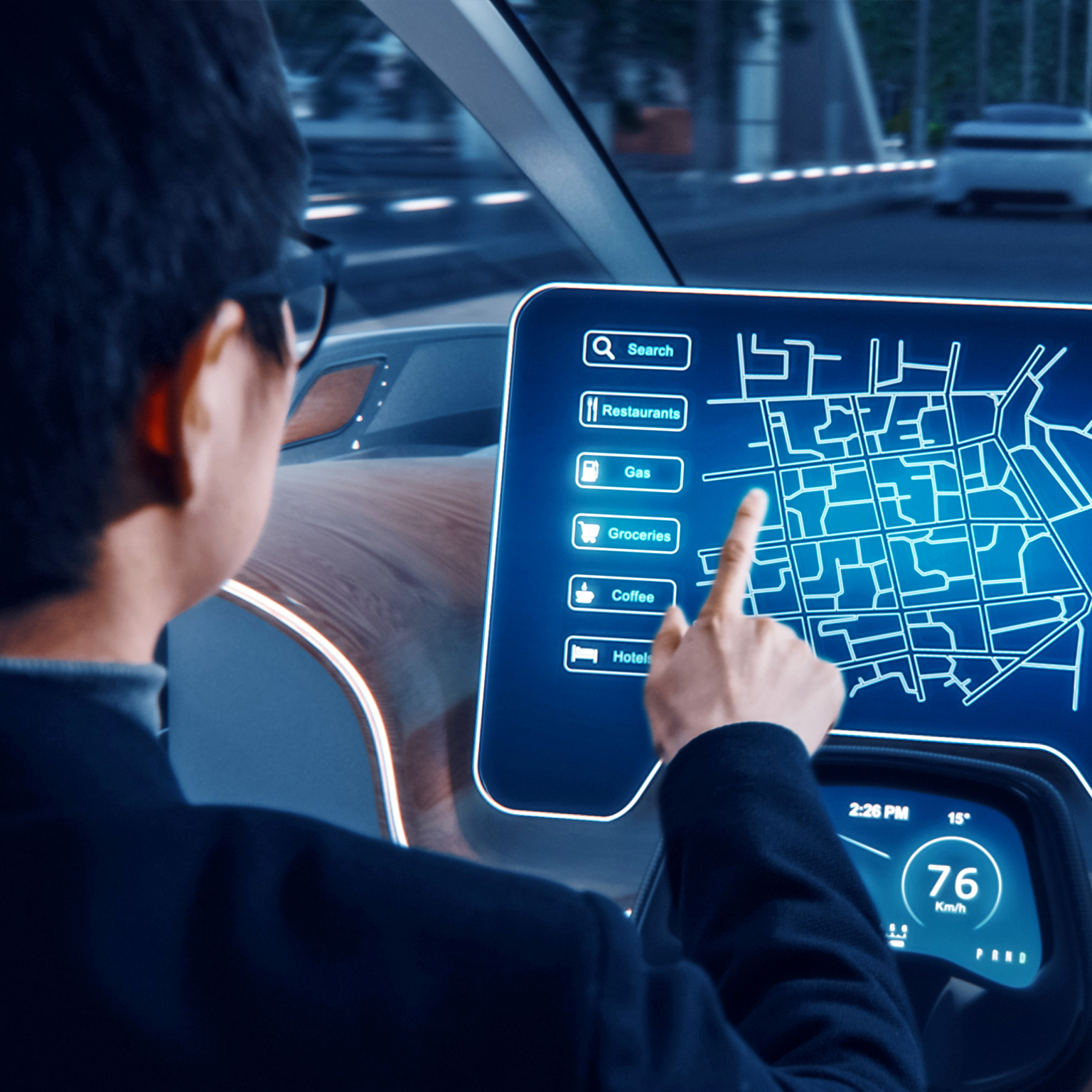 Stylish Businessman Setting Location on an Interactive Navigation App