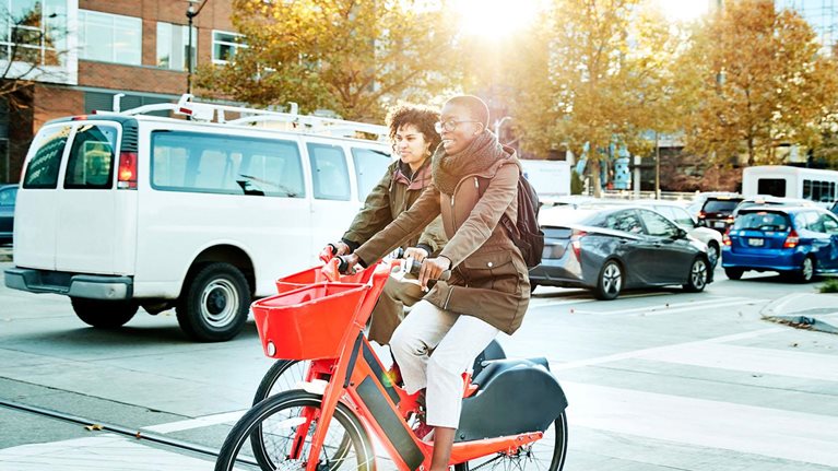 Commuters on bicycles