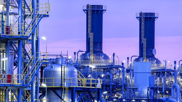 Petrochemical plant at twilight