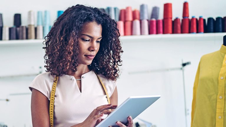 Designer with a digital tablet