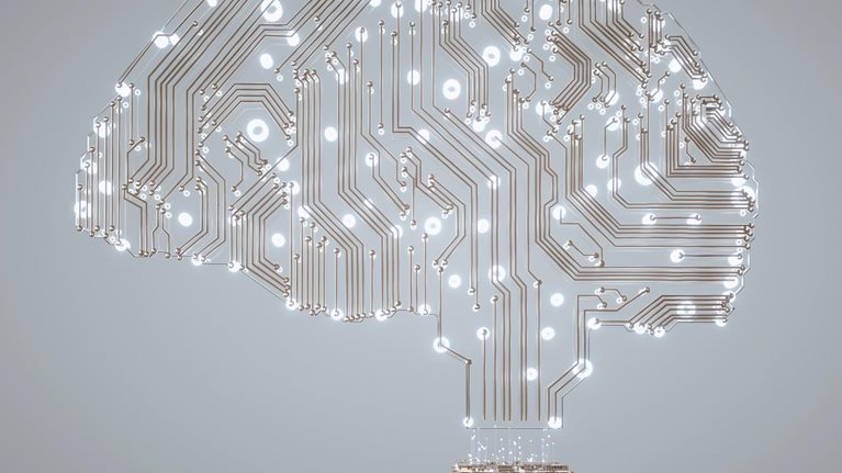 Digital human brain covered with networks