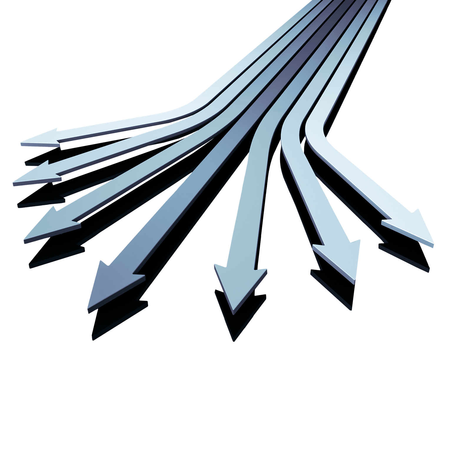 Diverging arrows