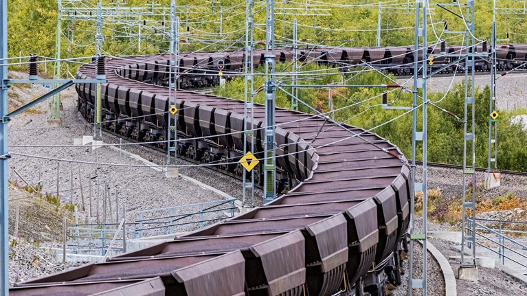 Loaded iron ore train in Arctic Circle
