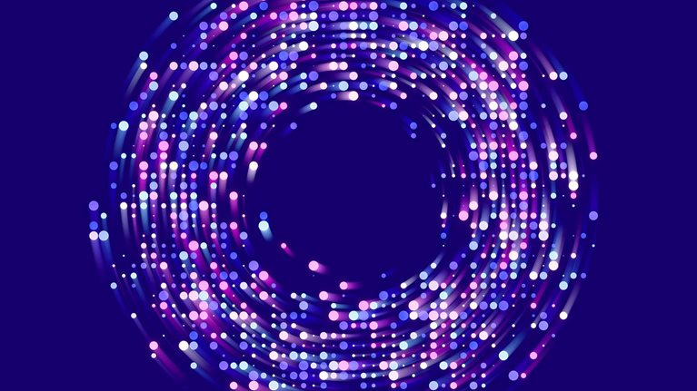 Rotating circle of blue and purple dots