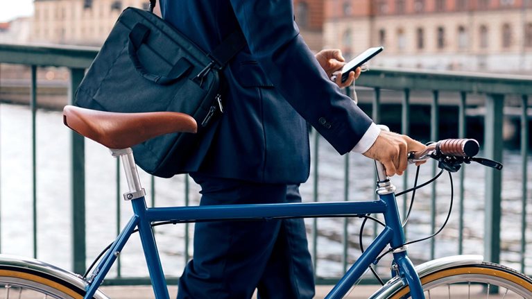 Cyclist on a bridge